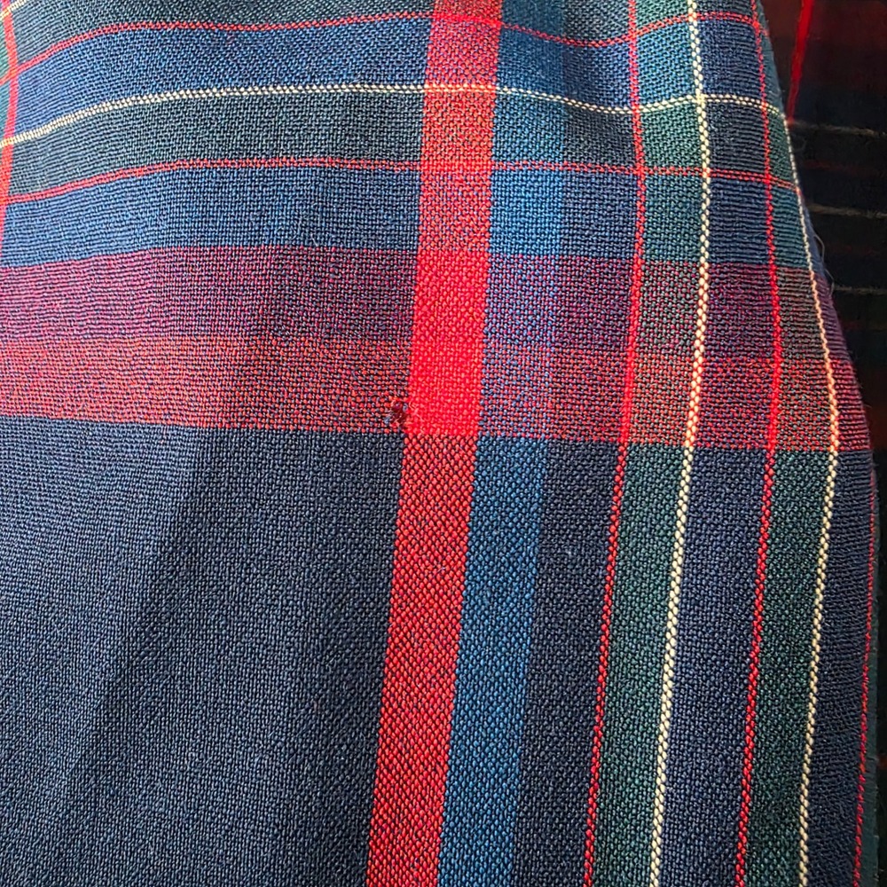 Vintage Pendleton Wool Plaid Midi Skirt Navy Green Red Size 16 Made in USA - Picture 7 of 8